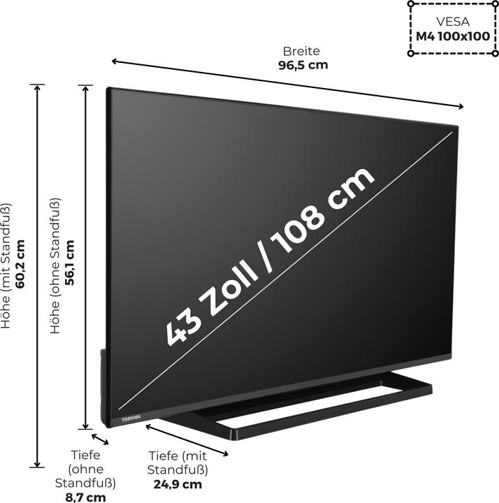 Image du produit Toshiba 43UV3363DA TV 109,2 cm (43') 4K Ultra HD Smart TV Wi-Fi Noir (43", LED, 4K)