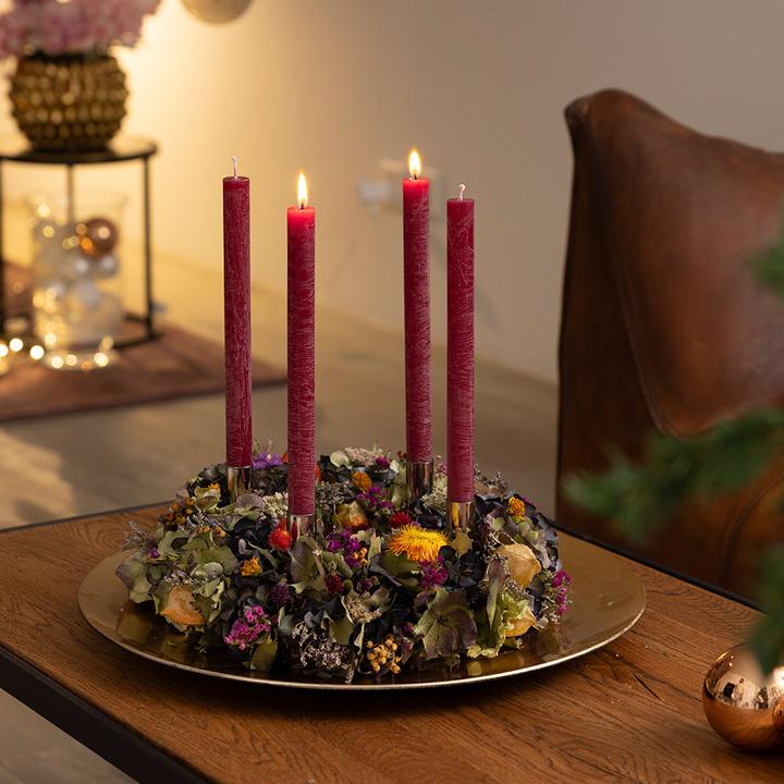 Actual product image VEG and the City Advent wreath dried flowers colourful approx. 35 cm - Candles Bordeaux (35 cm)