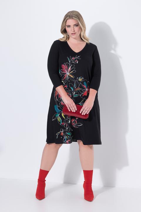 Produktbild Miamoda Kleid, A-Linie, Blumenmuster, 3/4-Ärmel (44)