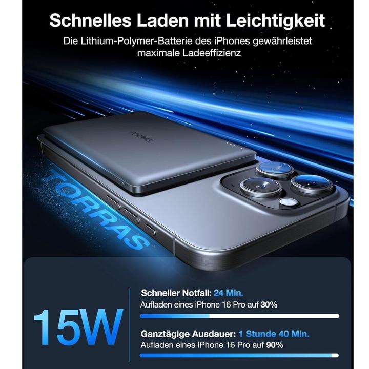 Produktbild Torras MiniMag Powerbank (5000 mAh, 18 W, 18.50 Wh)