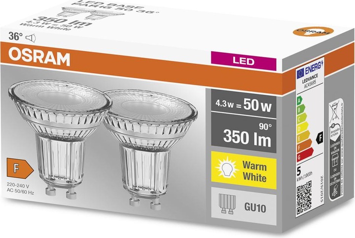Produktbild Osram Base (GU10, 4.30 W, 350 lm, 2 x, F)