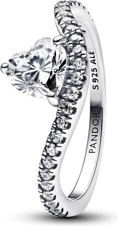 Produktbild Pandora Welliger Pavé Herz Ring (48, 925 Silber)