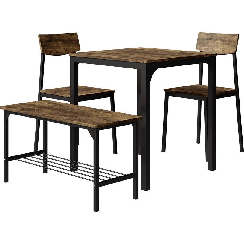 Vicco, Esstisch, Esstisch-Set Fyrk, Schwarz/Eiche rustikal, 70 x 70 cm 4 Teile (70 x 75 x 70 cm)