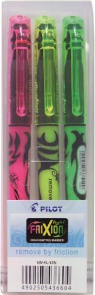 Image du produit Pilot Surligneur Frixion, largeur de trait 3,8 mm, effaçable, lot de 3 ou lot de 12 (3 x)