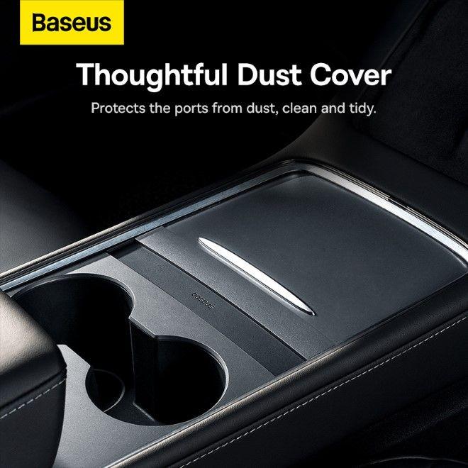 Produktbild Baseus T-Space Series USB-HUB für Tesla Model 3 / Y mit integriertem 45-W-USB-C-Kabel – Schwarz