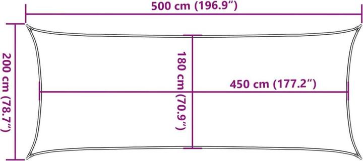 Actual product image vidaXL Sonnensegel 160 g/m² Rechteckig farben HDPE (500 x 200 cm)