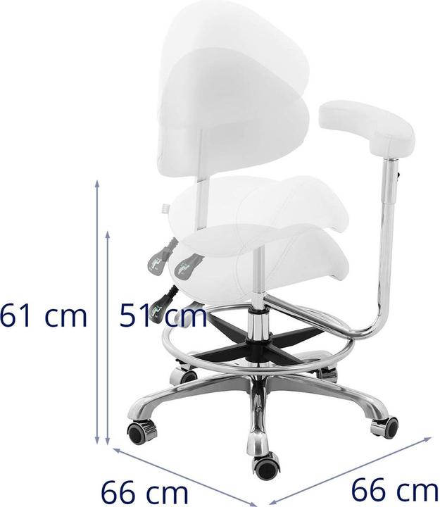 Actual product image Physa Saddle Chair with armrest - height-adjustable backrest and seat height - 51 - 61 cm - 150 kg - White