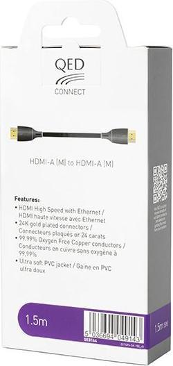 Actual product image QED Connect Cable Hdmi-A (M) To Hdmi-A (M) 1.5 metres QE8164 (1.50 m, HDMI)