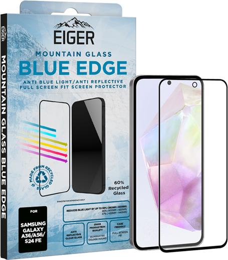 Produktbild Eiger Anti-reflektierendes Glas mit Blaulicht-Filter Full Screen Fit Mountain Glass Blue Edge (1 Stk., Samsung Galaxy A56)