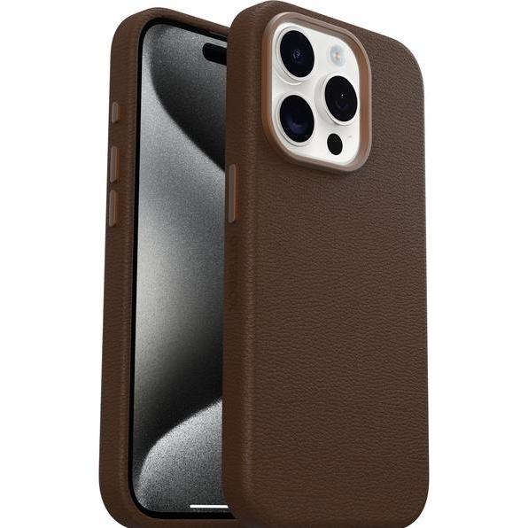 OtterBox Symmetry Cactus Leather mit MagSafe (Apple iPhone 15 Pro), Smartphone Hülle, Braun