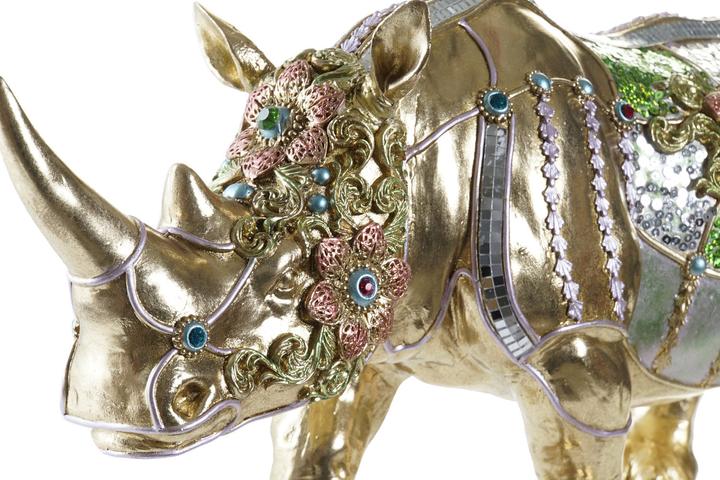 Actual product image DKD Home Decor Decorative figurine gold resin coloured colonial rhinoceros (55 x 17.5 x 25 cm)