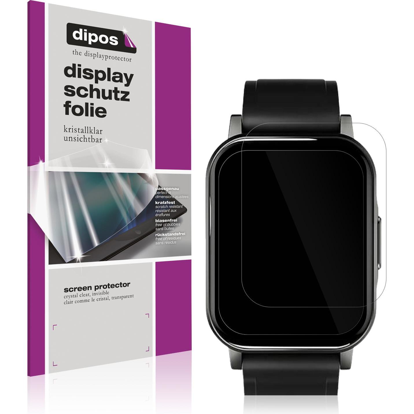 Dipos Displayschutzfolie Crystalclear, Smartwatch Schutzfolie, Transparent