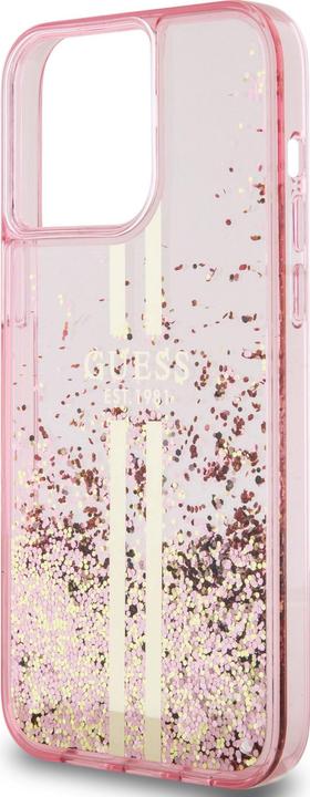 Image du produit Guess GUHCP15LLFCSEGP iPhone 15 Pro 6.1" różowy/pink hardcase Liquid Glitter Gold Stripes (Apple iPhone 15 Pro)
