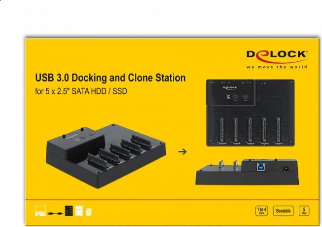 Actual product image Delock Docking and cloning station 64098 for 5x 2.5 SATA HDD / SSD