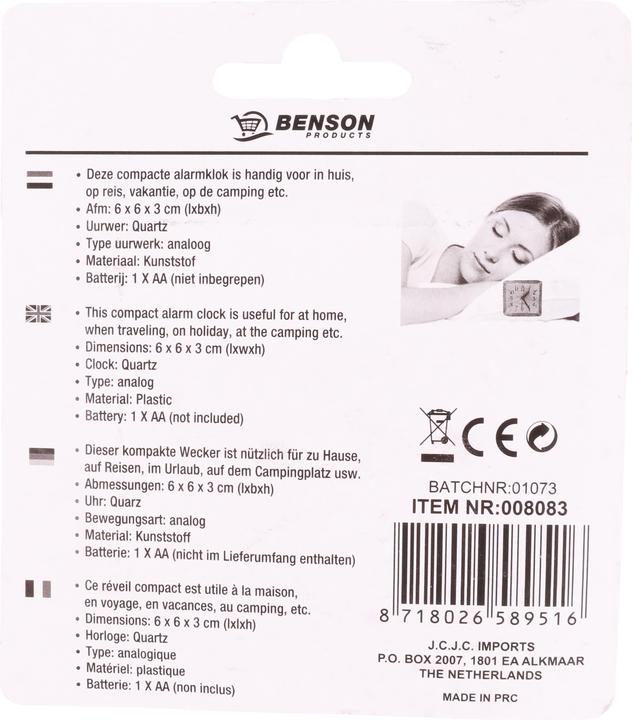Produktbild Benson Mini-Reisewecker mit Alarm mix