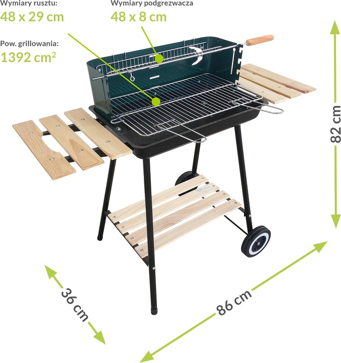 Actual product image Mirpol Rectangular Charcoal Grill on Wheels (29 cm)