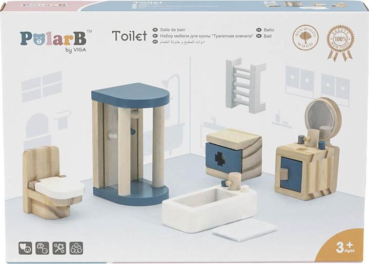 Actual product image Viga Toys Doll's House Furniture Set for the Bathroom, VIGA PolarB