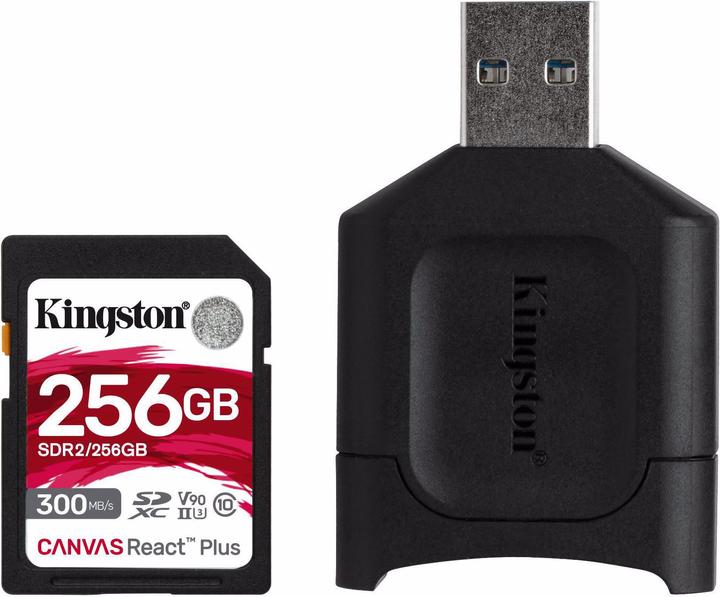 Actual product image Kingston Canvas React Plus (256 GB, SDXC, U3, UHS-II)