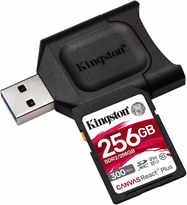 Actual product image Kingston Canvas React Plus (256 GB, SDXC, U3, UHS-II)