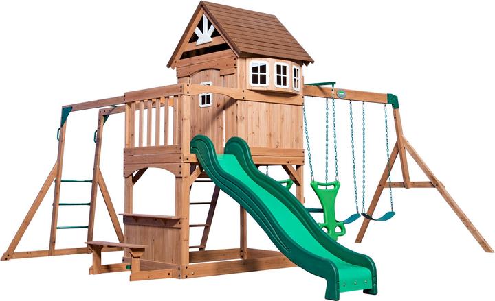 Actual product image Backyard Discovery Montpelier Play Tower with Swings, Slide and Climbing Frame