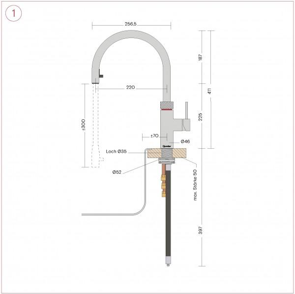 Produktbild Quooker - Wasserhahn Flex PRO3 verchromt glänzend