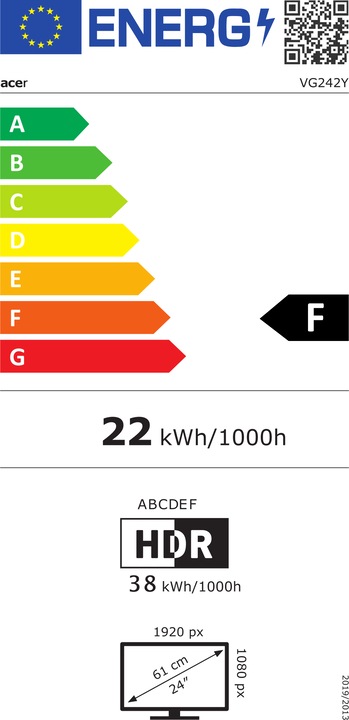 Energy Label Acer Nitro VG242Y Pbmiipx (1920 x 1080 pixels, 23.80")
