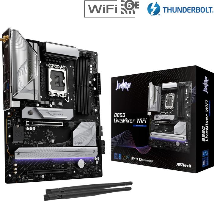 Productafbeelding AsRock B860 LiveMixer WiFi DDR5 Intel S kleinhandel (LGA 1851, Intel B860, ATX)