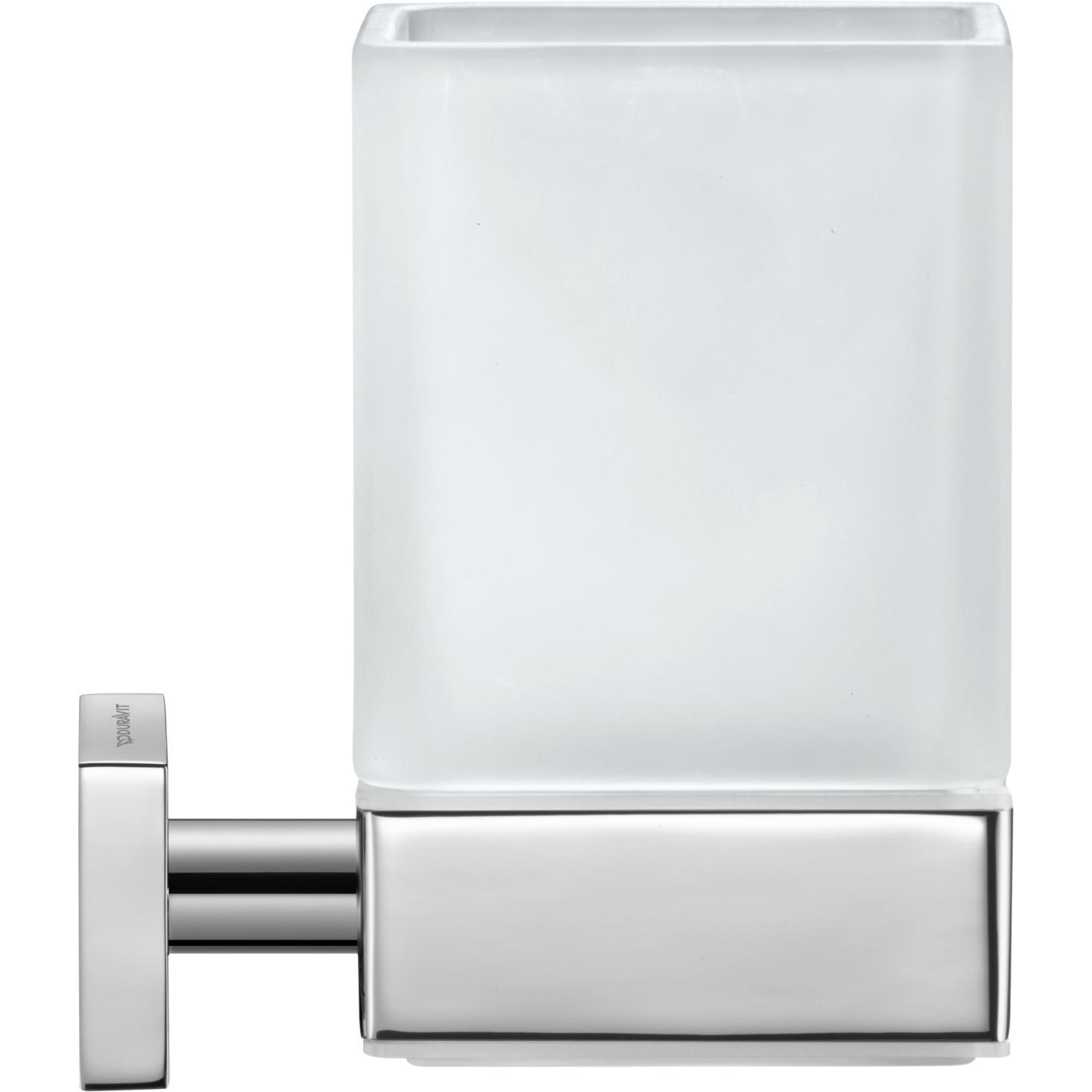Duravit, Zahnputzbecher, Glashalter KARREE Glas matt chrom