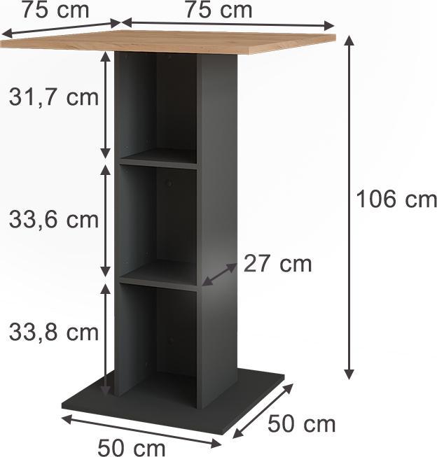 Actual product image Vicco Bar table Repose, Gold power oak/anthracite, 75 x 75 cm