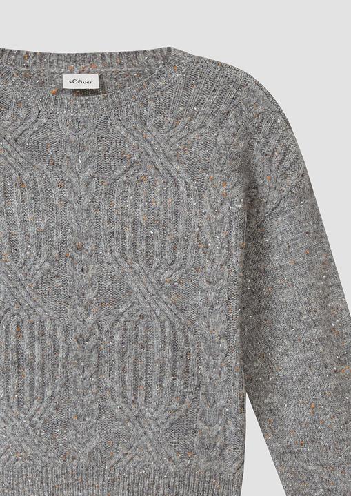 Produktbild s.Oliver Strickpullover Kurzer Strickpullover im Loose Fit mit Zopfmuster (146, 152)