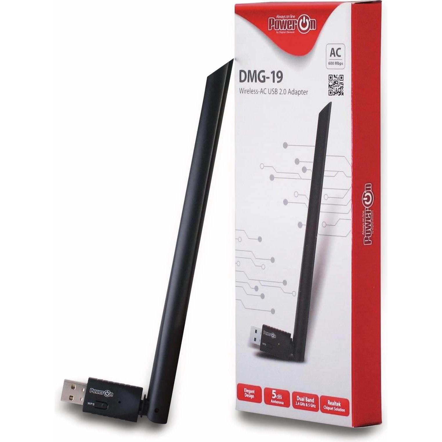 Intertech PowerOn DMG-19 (USB 2.0), Netzwerkadapter, Schwarz