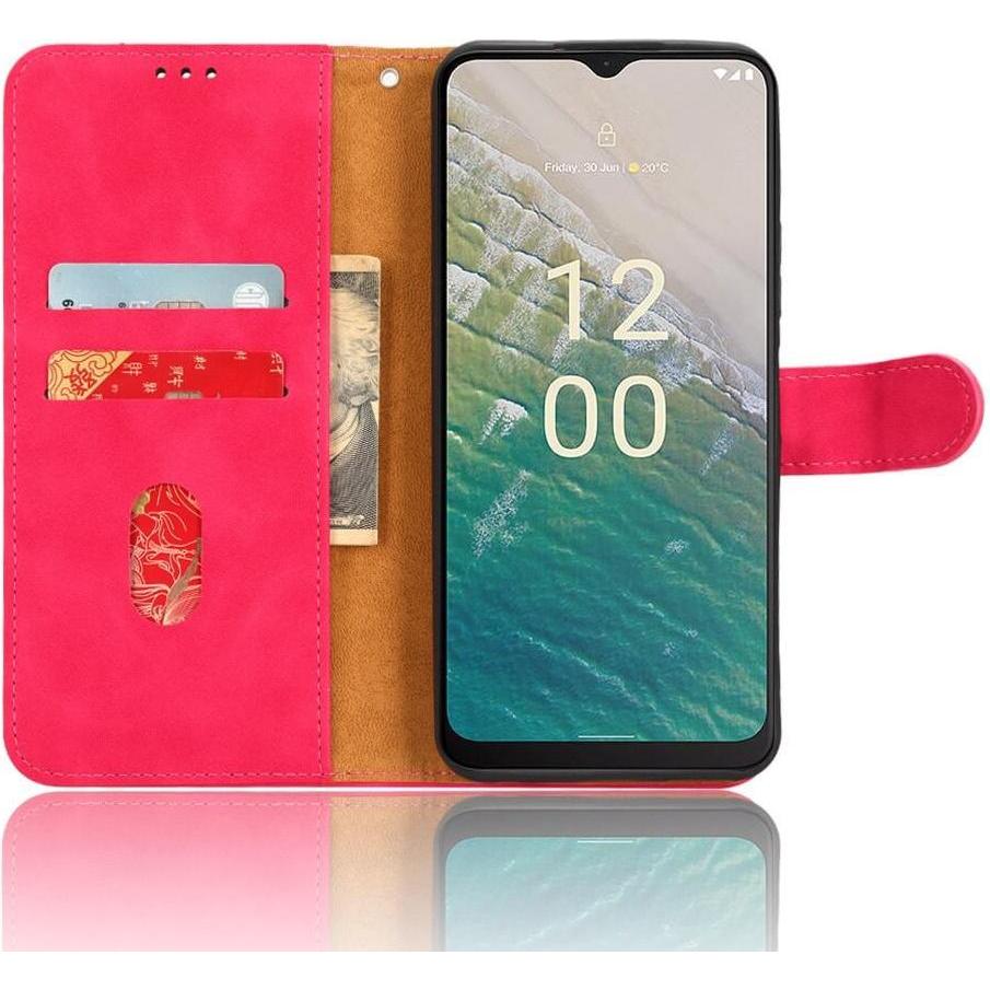 Thumbnail - Cover-Discount Nokia C32 - Etui in Wildleder Optik rot (Nokia C32), Smartphone Hülle, Rot