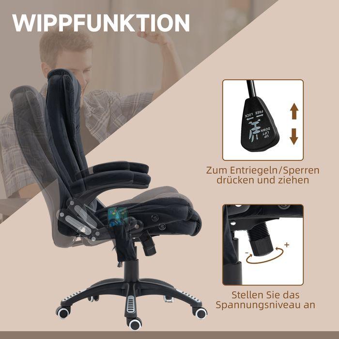 Produktbild Swisshandel24 Bürostuhl mit Massage- & Wärmefunktion, ergonomisch, Schwarz (45 - 55 cm)