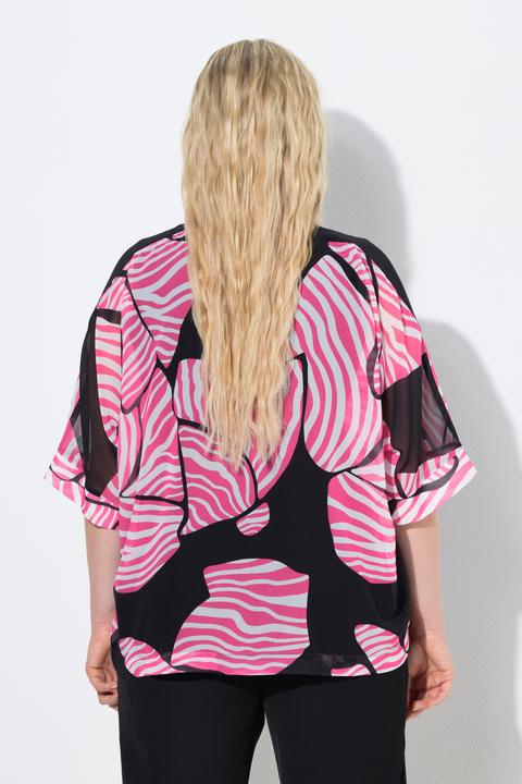 Immagine prodotto Ulla Popken Blusa di chiffon a doppio strato con scollo a V e maniche a 3/4 (62)