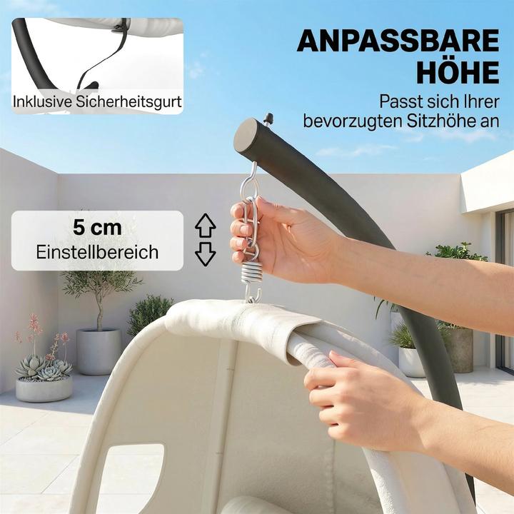 Produktbild Outsunny Hängesessel Verzinkter Stahl, Polyester Hellgrau