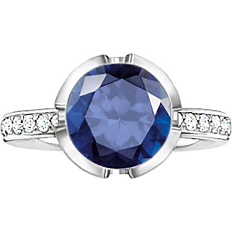 Thomas Sabo, Ring, Ring syn. Korund dunkelblau / Zirkonia TR2037-050-32, (54, 925 Silber)