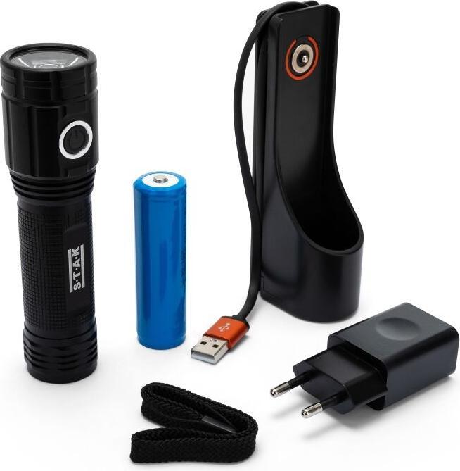 Productafbeelding Magni Stak ST096 STURM Batteriebetriebene LED-Taschenlampe, Schwarz, 2000 Lumen, 20 W (14 cm, 2000 lm)