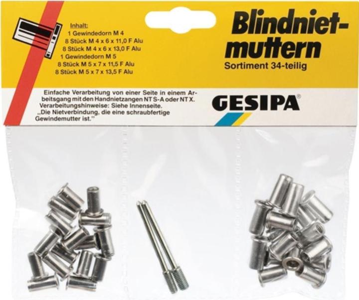 Gesipa Blind rivet nuts M4/M5,34pcs