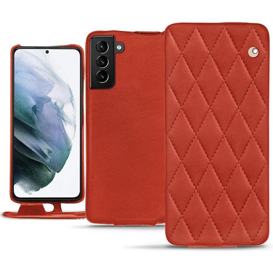 Noreve Lederschutzhülle vertikal (Samsung Galaxy S21+), Smartphone Hülle, Orange
