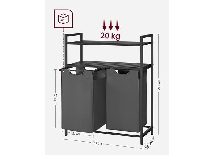 Image du produit Vasagle Wäschekorb mit Ablage Grau (92 l)