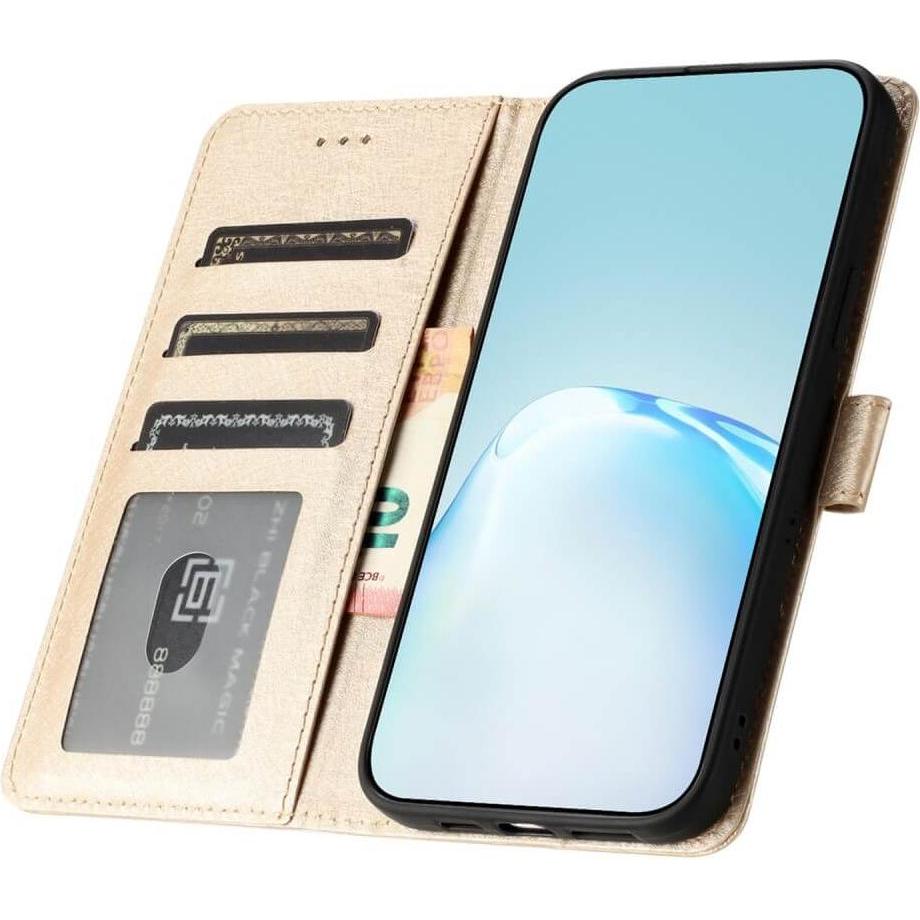 Thumbnail - Cover-Discount iPhone 16 Plus - Silk Texture Etui Hülle (Apple iPhone 16 Plus), Smartphone Hülle, Gold