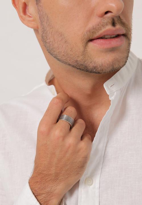 Produktbild Kuzzoi Ring Herren Bandring Massiv Rillen 925 Silber (64, 925 Silber)