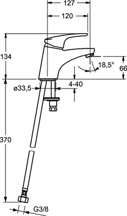 Produktbild Hansa Hansamix XS Waschtischarmatur, ohne Ablaufgarnitur, mit Wasserbremse, Ausladung: 127mm, 011622