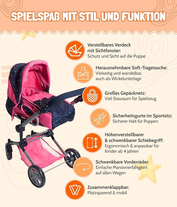 Actual product image Bayer Chic 2000 JARA" combination doll's pram