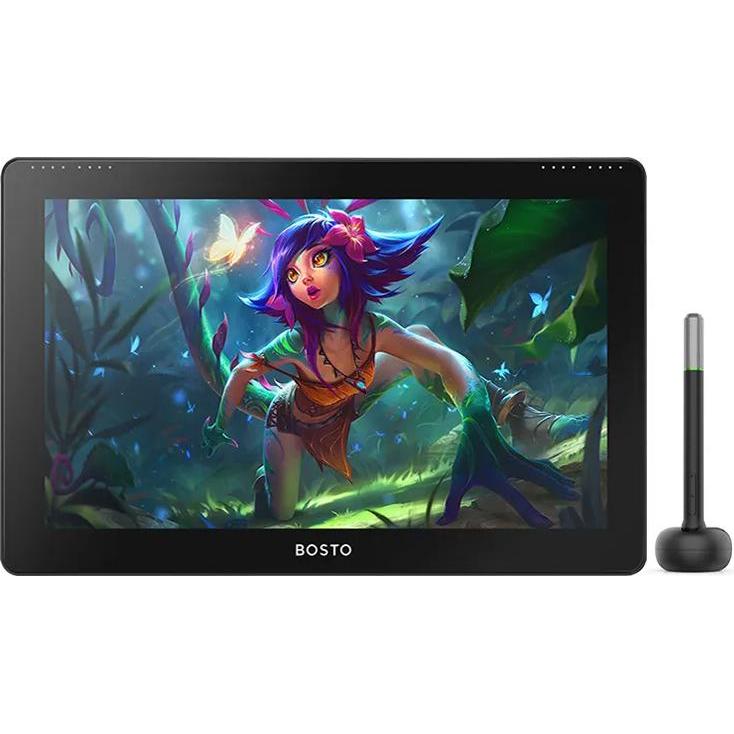 Bosto Graphic Tablet BT-16HDK (15.60", 5080 lpi), Grafiktablett, Schwarz