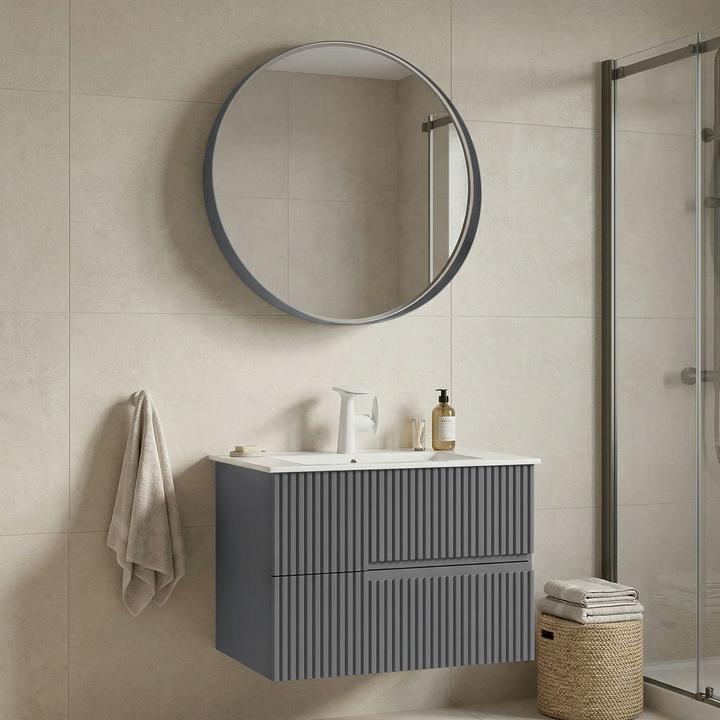 Produktbild Homitis Moonlight 70 v2 Bathroom Cabinet With Sink & Mirror Set (2 Pieces)