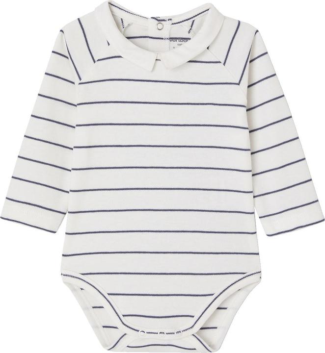 Actual product image Vertbaudet Bio-Kollektion: Gestreifter Baby Langarm-Body mit Kragen (92)