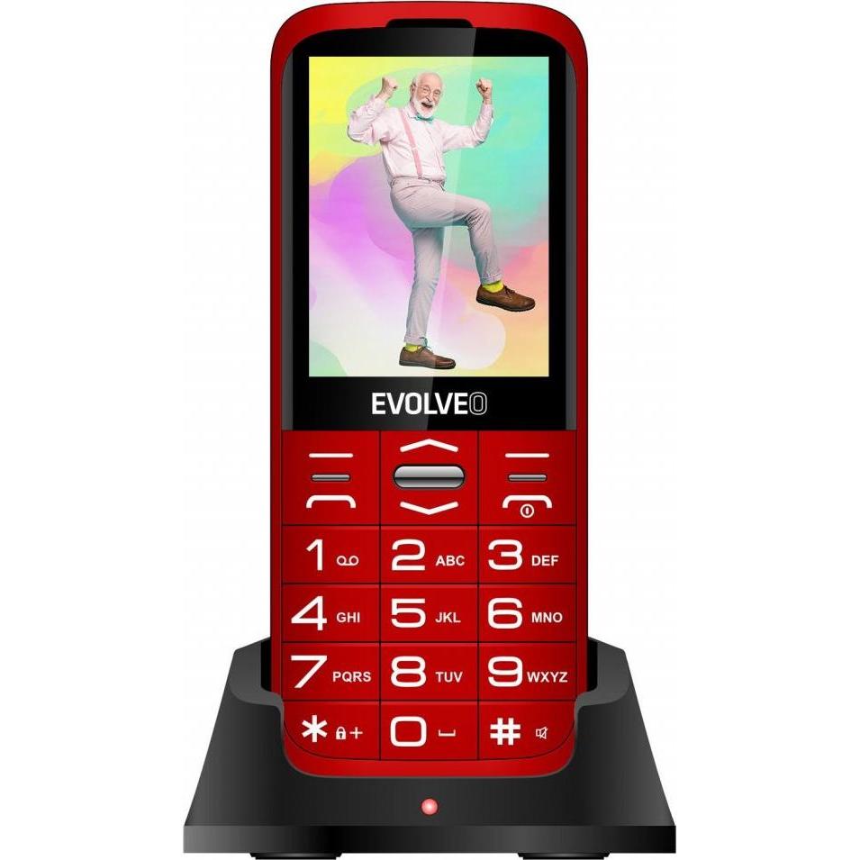 Evolveo EasyPhone XO, mobilní telefon pro seniory s nabíjecím stojánkem (červená barva) (2.80", 0.30 Mpx, 2G), Tastenhan...
