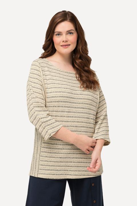 Produktbild Ulla Popken Sweatshirt, Streifen, Rundhals, 3/4-Arm (42, 44)