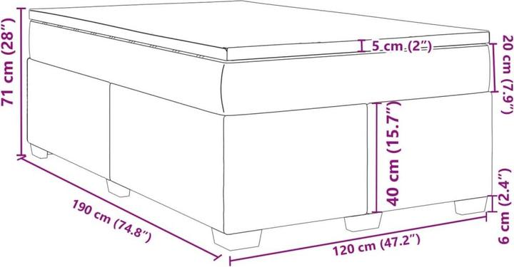 Actual product image vidaXL Bo x spring bed with mattress 120 x 190 cm velvet (120 x 190 cm)